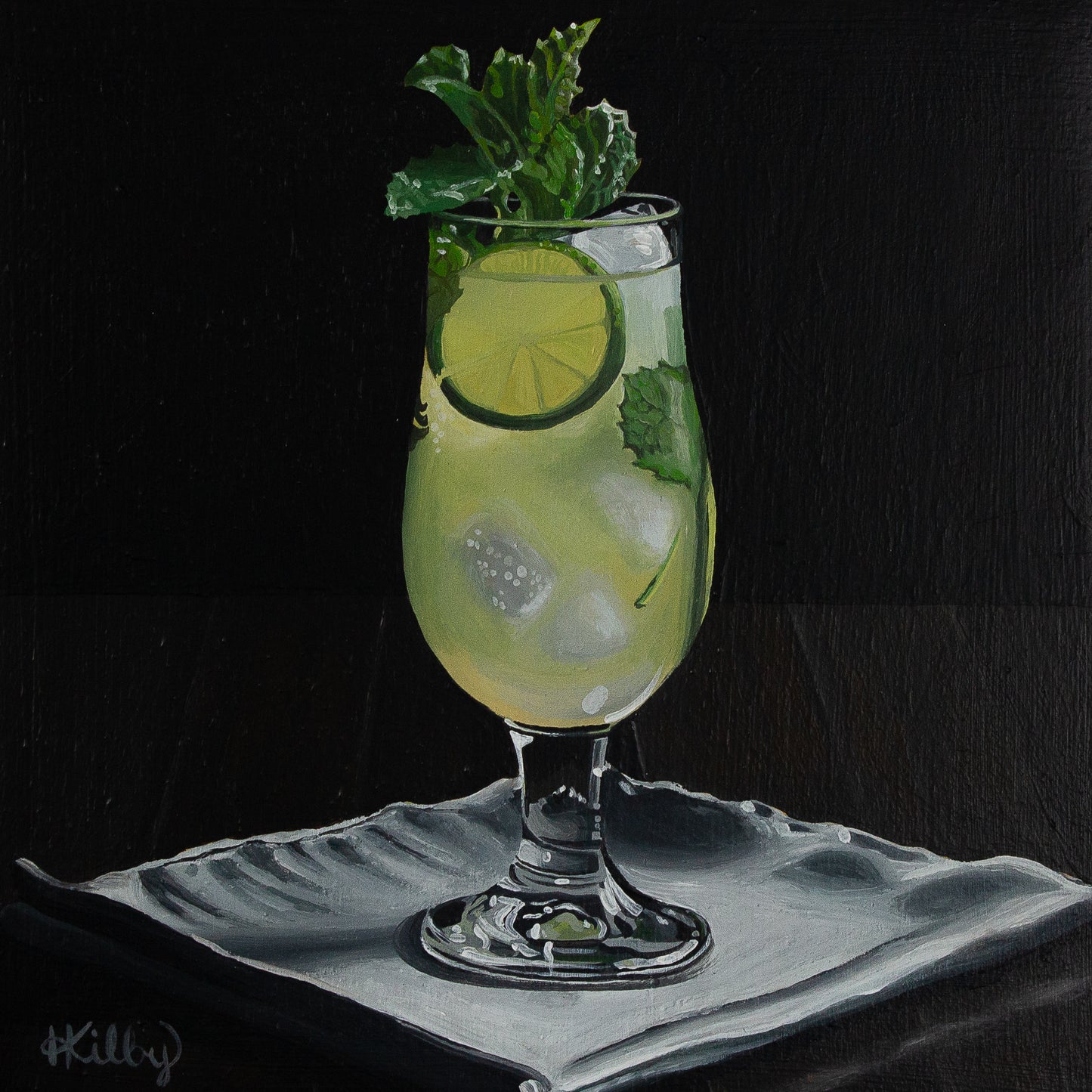 The original acrylic painting "Mojito" by Hannah Kilby from Hannah Michelle Studios.
