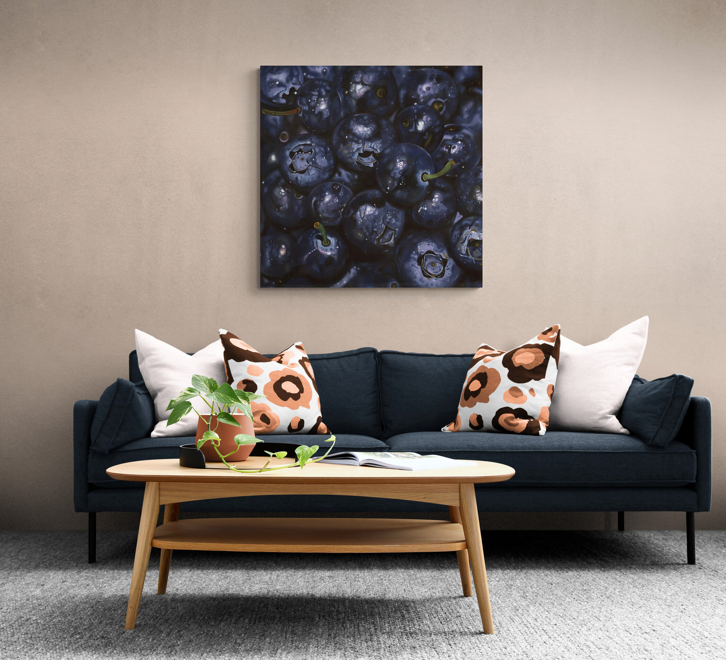 The original painting “Blueberries" by Hannah Kilby from Hannah Michelle Studios, displayed as a fine art print.