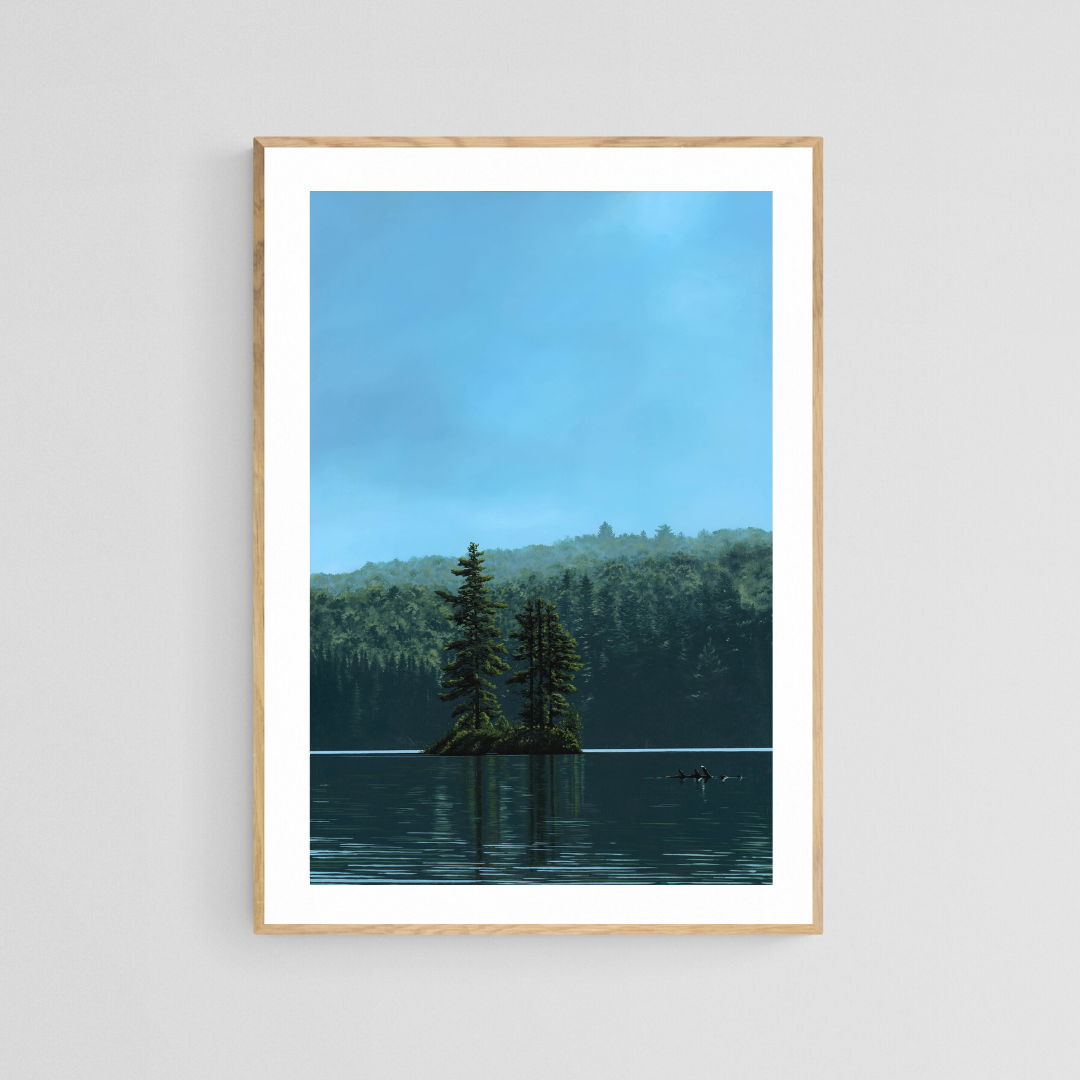 The original painting “Tranquility" by Hannah Kilby from Hannah Michelle Studios, displayed as a 24x36" fine art print in an oak frame.