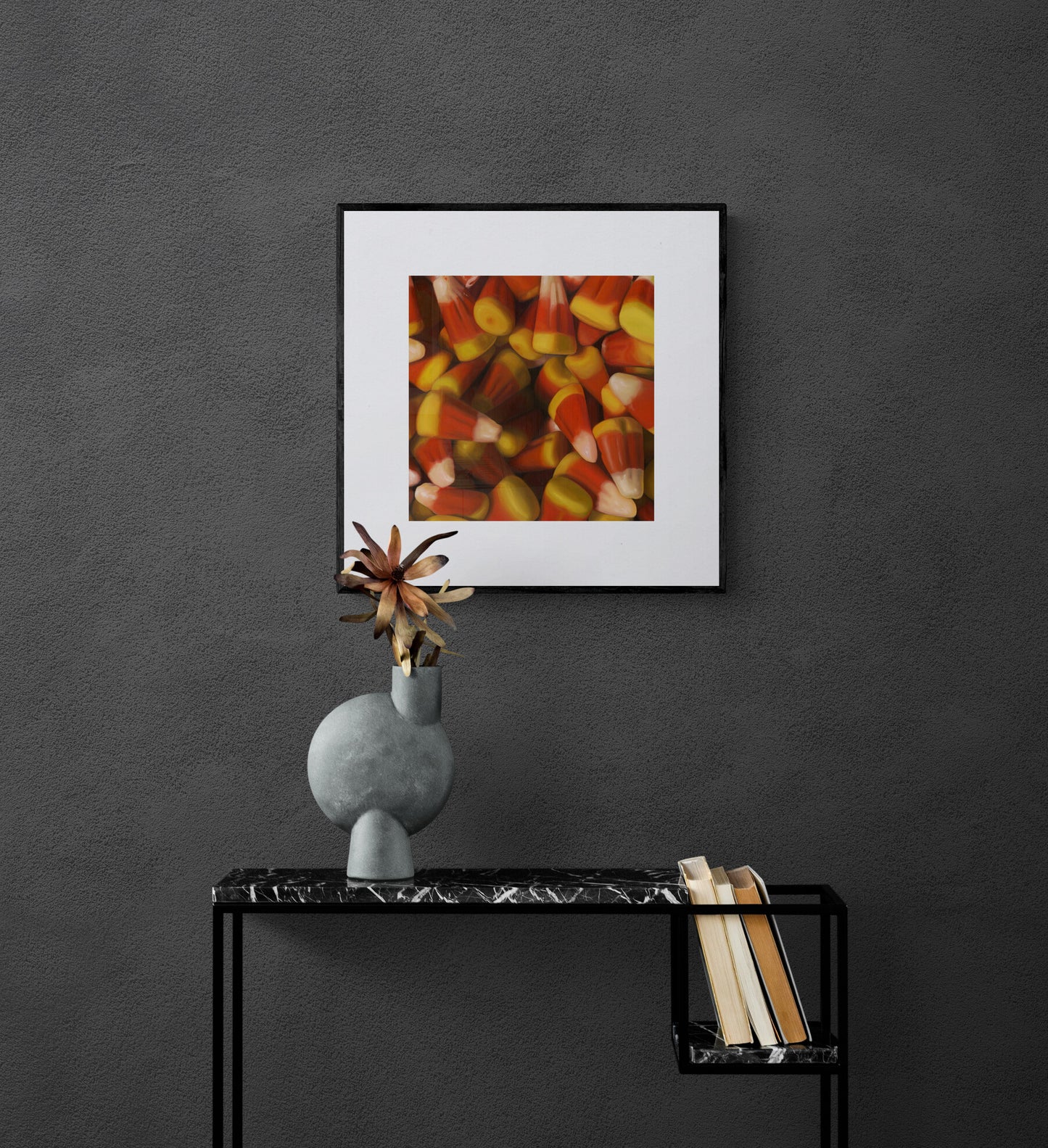 The original painting “Candy Corn" by Hannah Kilby from Hannah Michelle Studios, displayed as a fine art print.