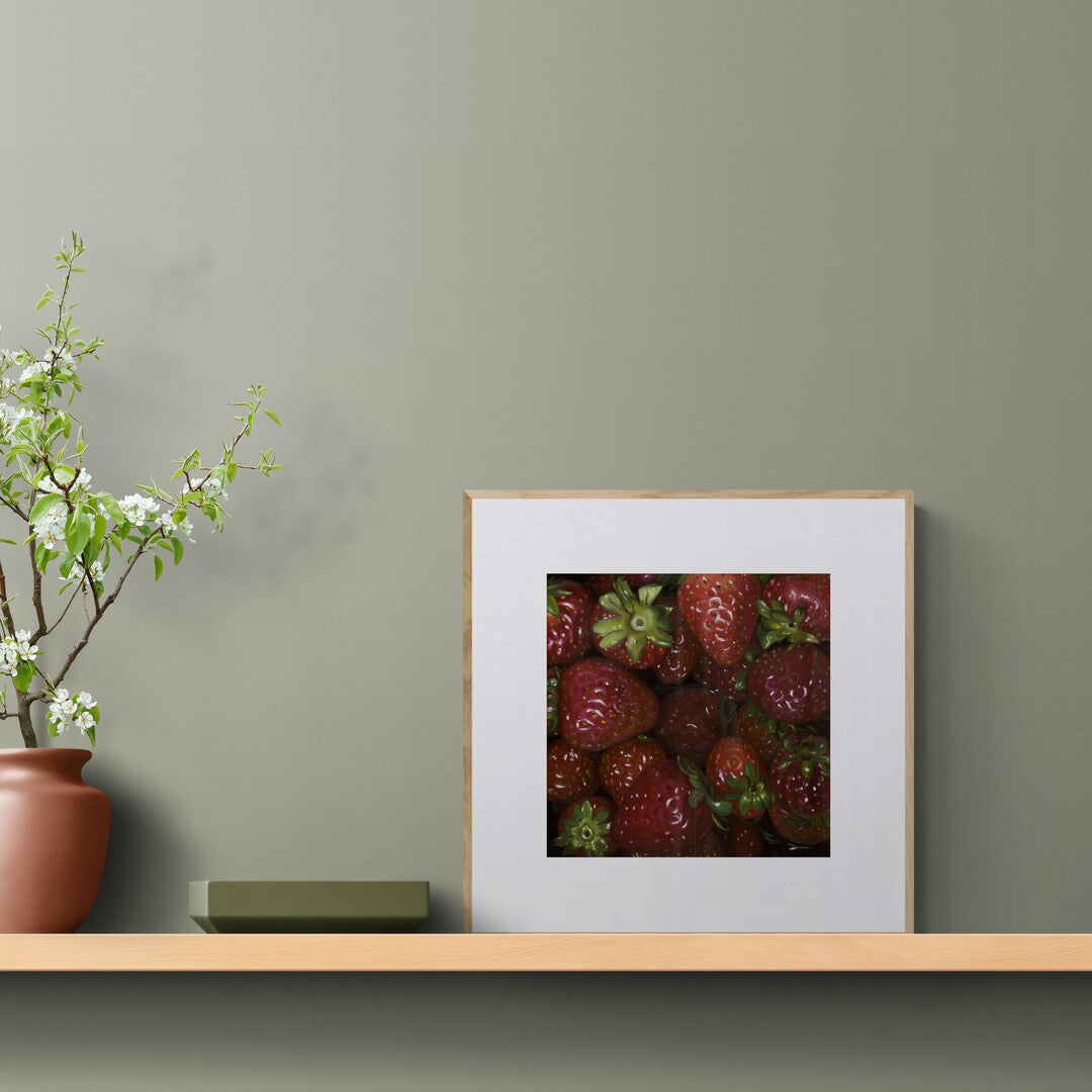 The original painting “Strawberries" by Hannah Kilby from Hannah Michelle Studios, displayed as a fine art print.