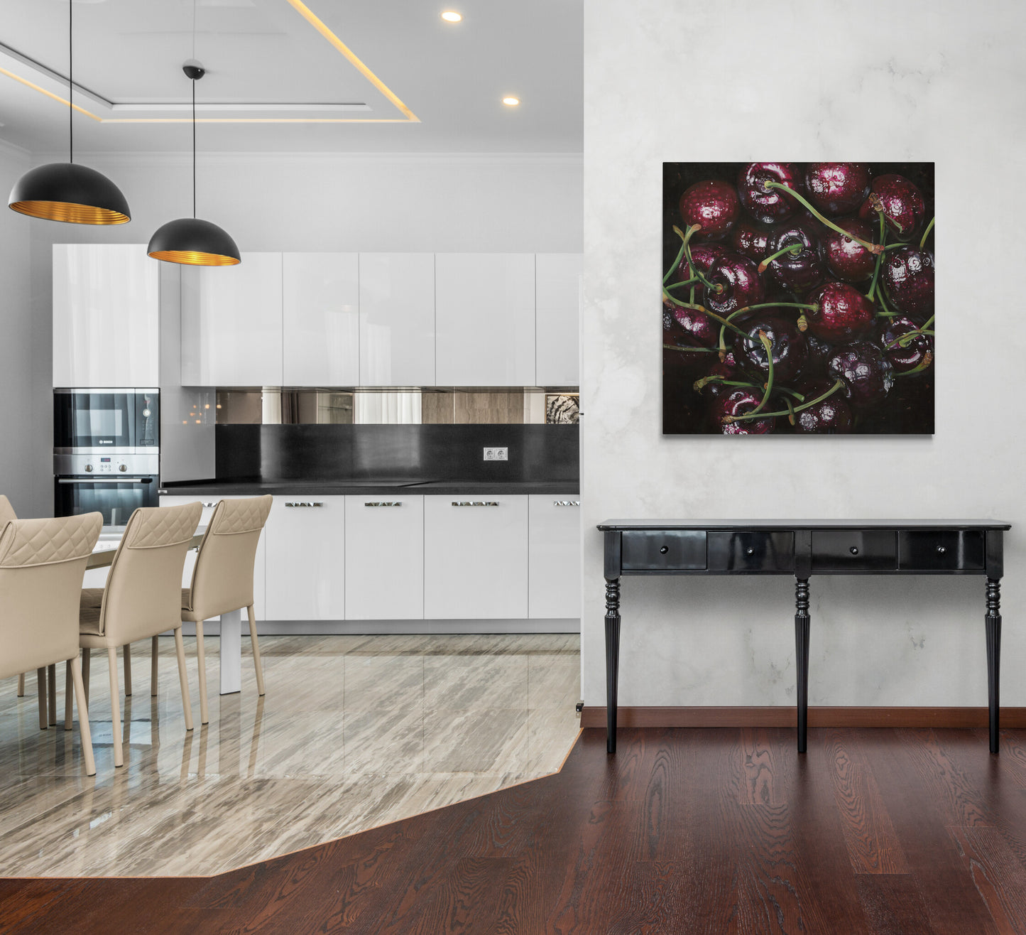 The original painting “Cherries" by Hannah Kilby from Hannah Michelle Studios, displayed as a fine art print.