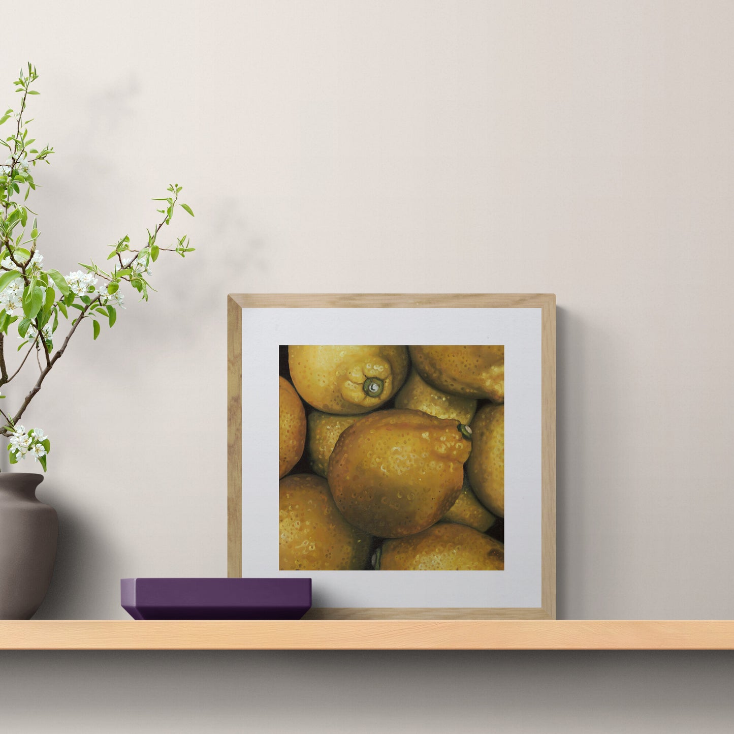 The original painting “Lemons" by Hannah Kilby from Hannah Michelle Studios, displayed as a fine art print.
