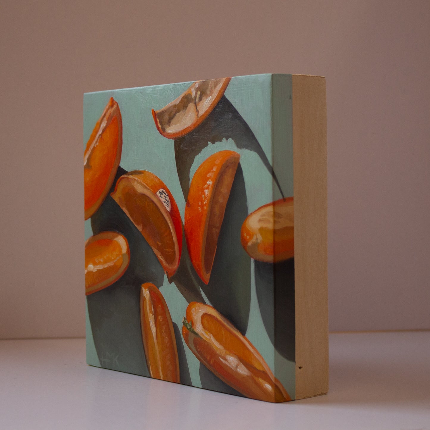 "Glowy Orange Wedges" 6x6" Painting