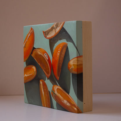 "Glowy Orange Wedges" 6x6" Painting