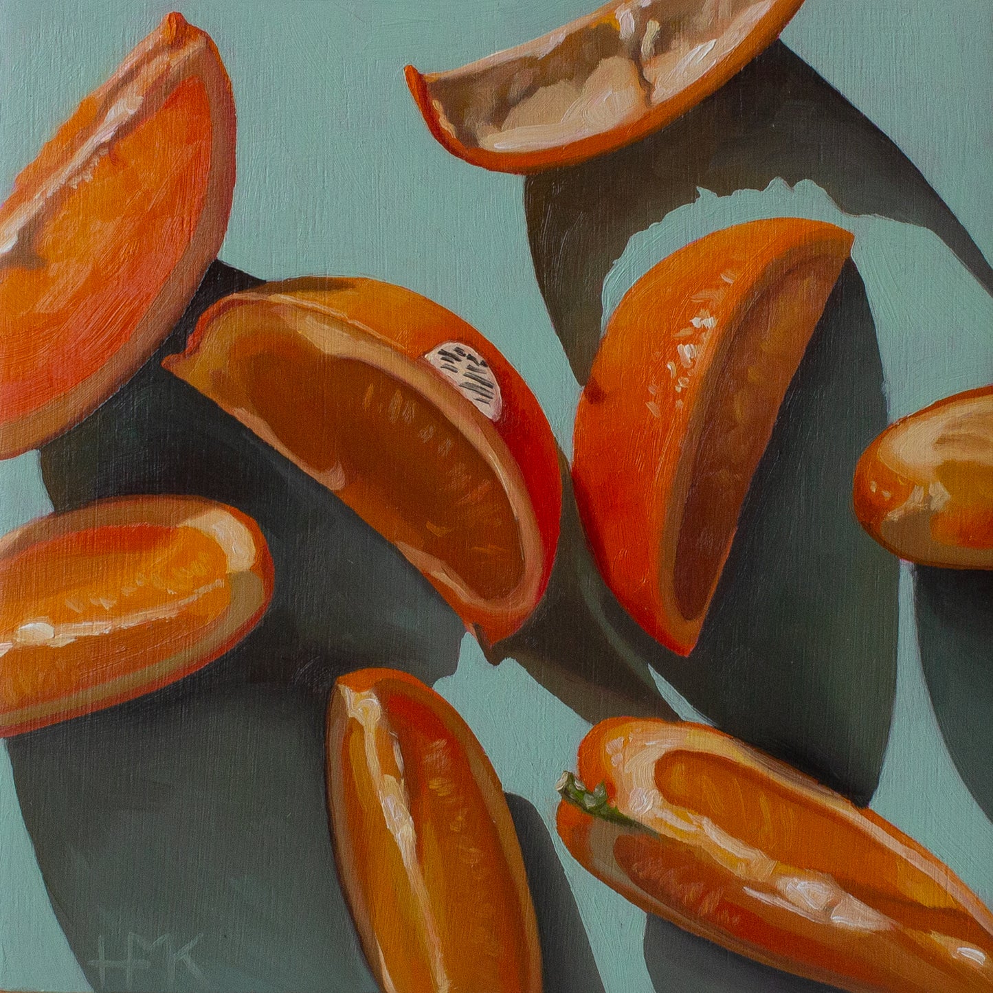 "Glowy Orange Wedges" 6x6" Painting