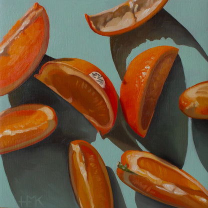 "Glowy Orange Wedges" 6x6" Painting