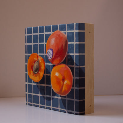 "Apricots On Tea Towel" 6x6" Painting