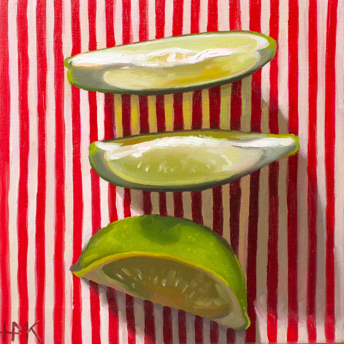 "Lime Wedges On Red Stripes" Giclée