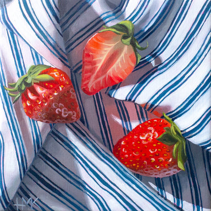 "Strawberries On Tea Towel" Giclée