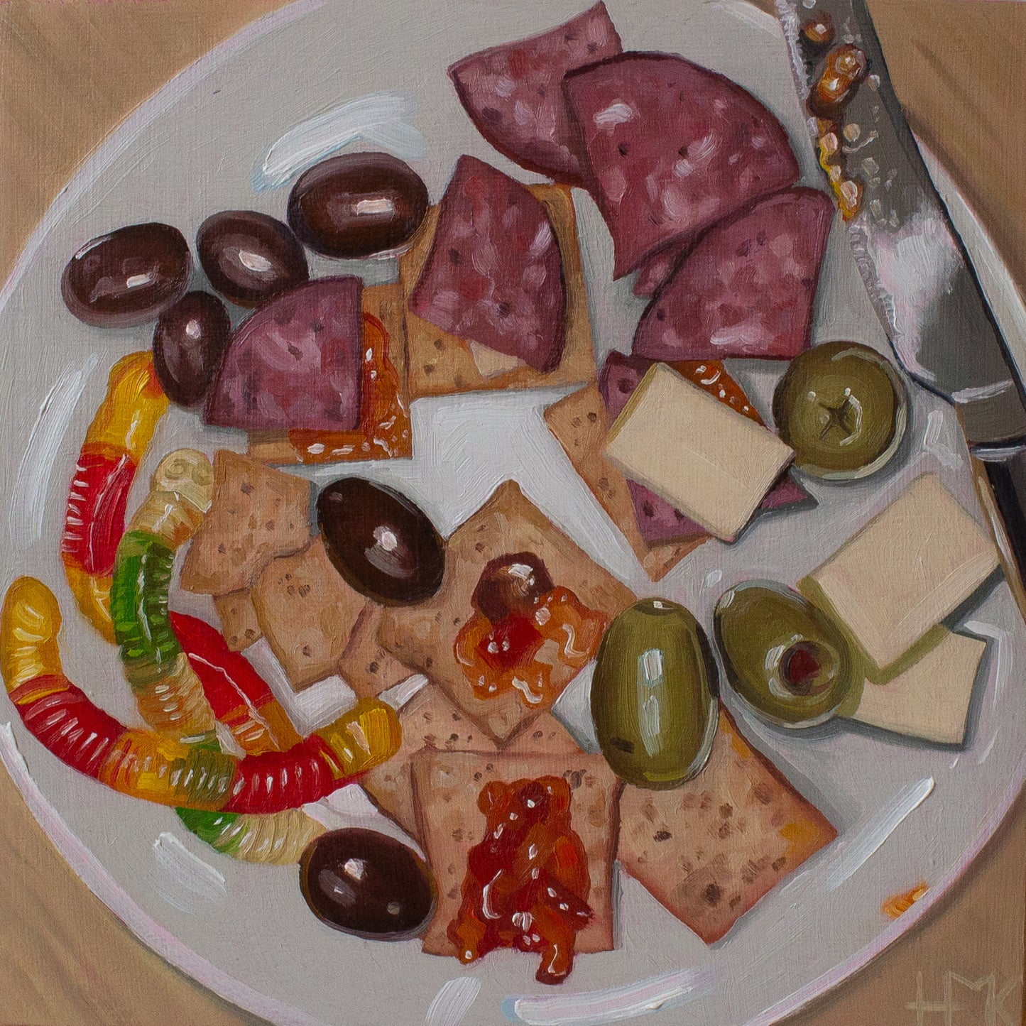 "Girl Dinner" 6x6" Painting