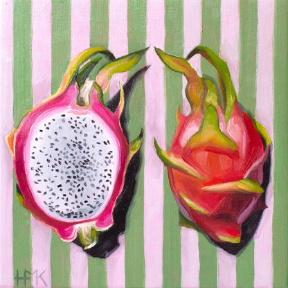 "Dragon Fruit On Stripes" Giclée