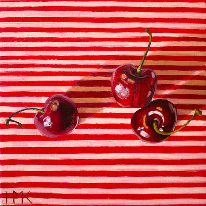 "Cherries On Red Stripes" Giclée