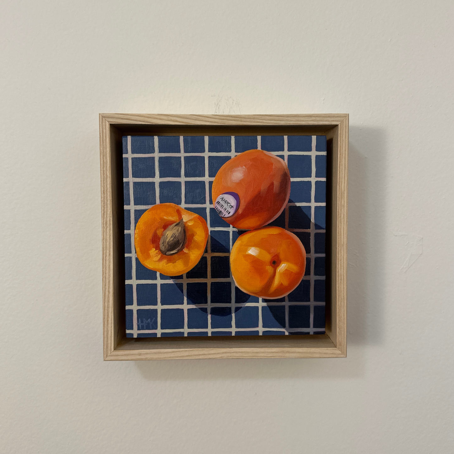 "Apricots On Tea Towel" 6x6" Painting