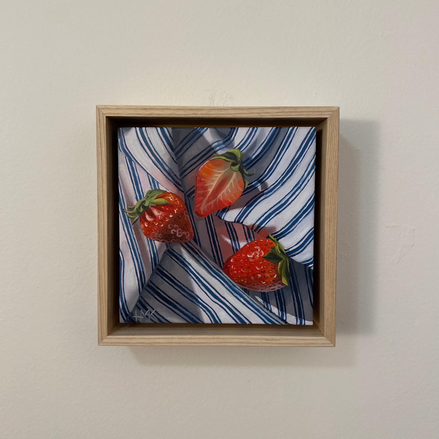 "Strawberries On Tea Towel" 6x6" Painting