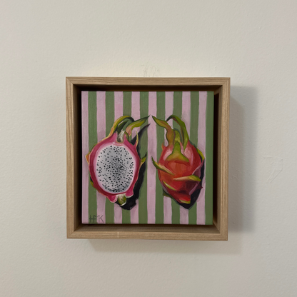"Dragon Fruit & Stripes" 6x6" Painting