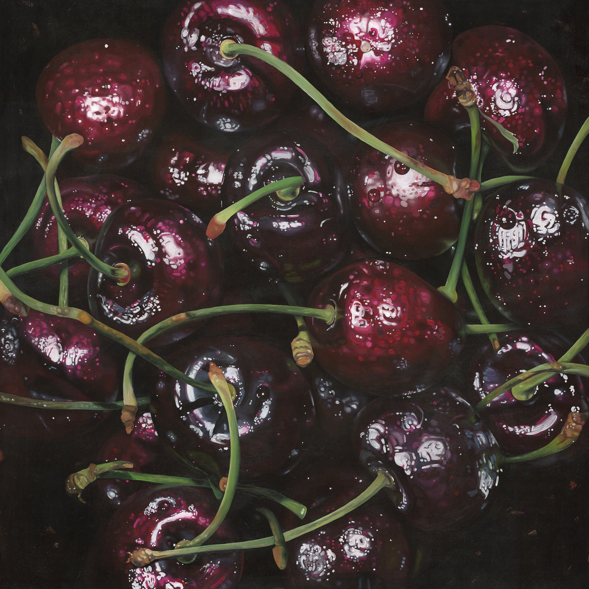 The original painting “Cherries" by Hannah Kilby from Hannah Michelle Studios.