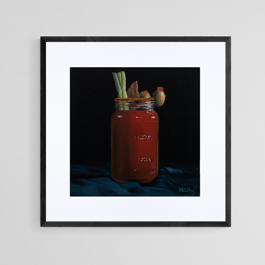 The original acrylic painting "Caesar" by Hannah Kilby from Hannah Michelle Studios, displayed as an 8x8" fine art print in a 12x12" sleek, black frame.