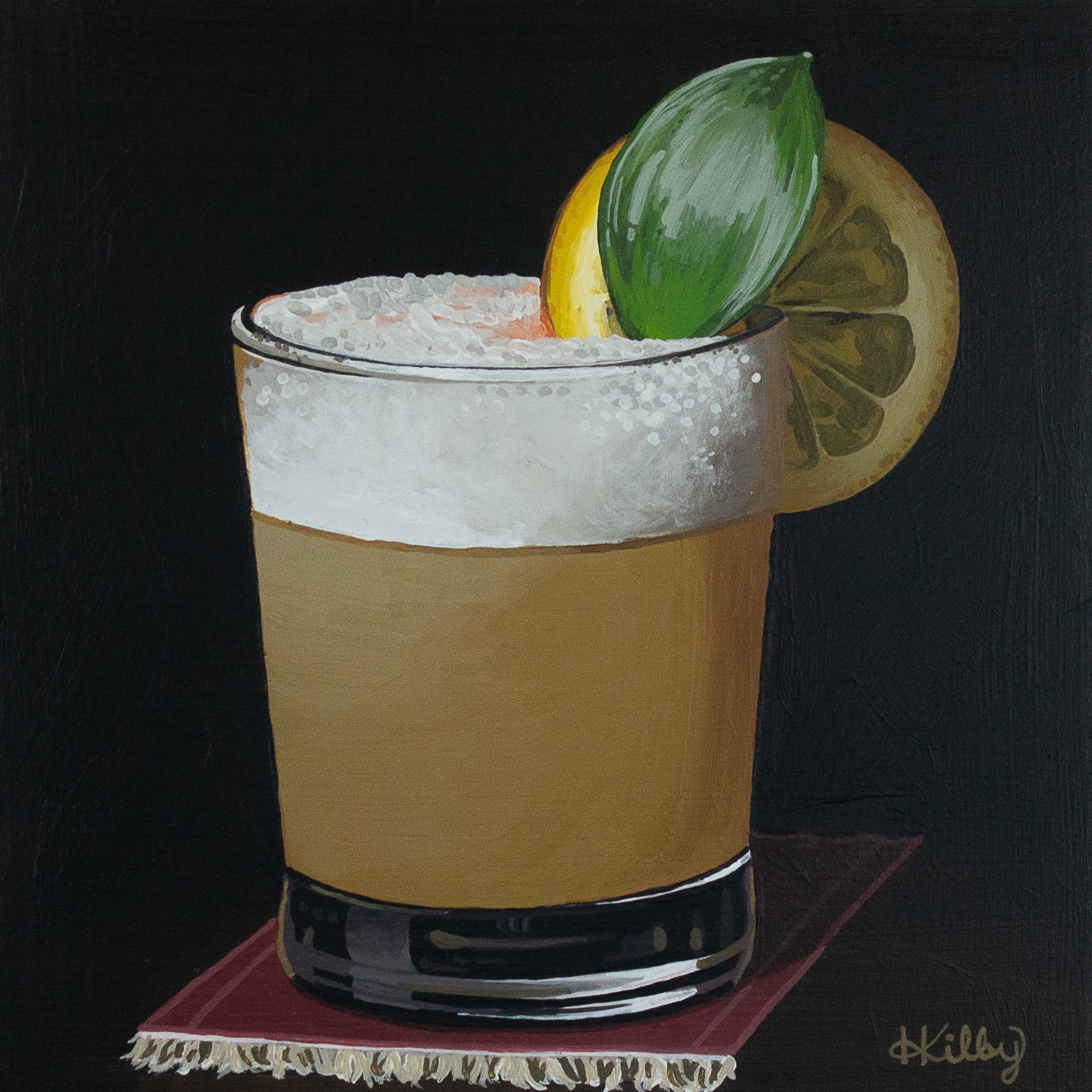 The original acrylic painting "Whiskey Sour" by Hannah Kilby from Hannah Michelle Studios.