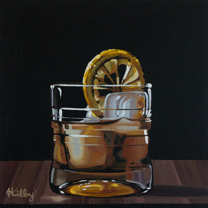 The original acrylic painting "Old Fashioned" by Hannah Kilby from Hannah Michelle Studios.