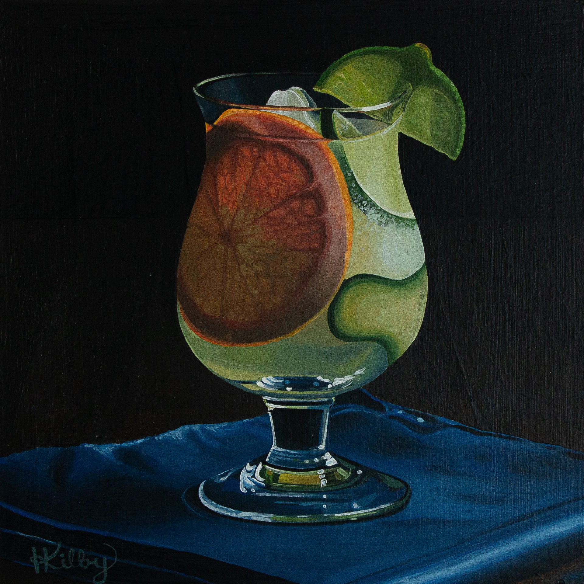 The original acrylic painting "Gin & Tonic" by Hannah Kilby from Hannah Michelle Studios.