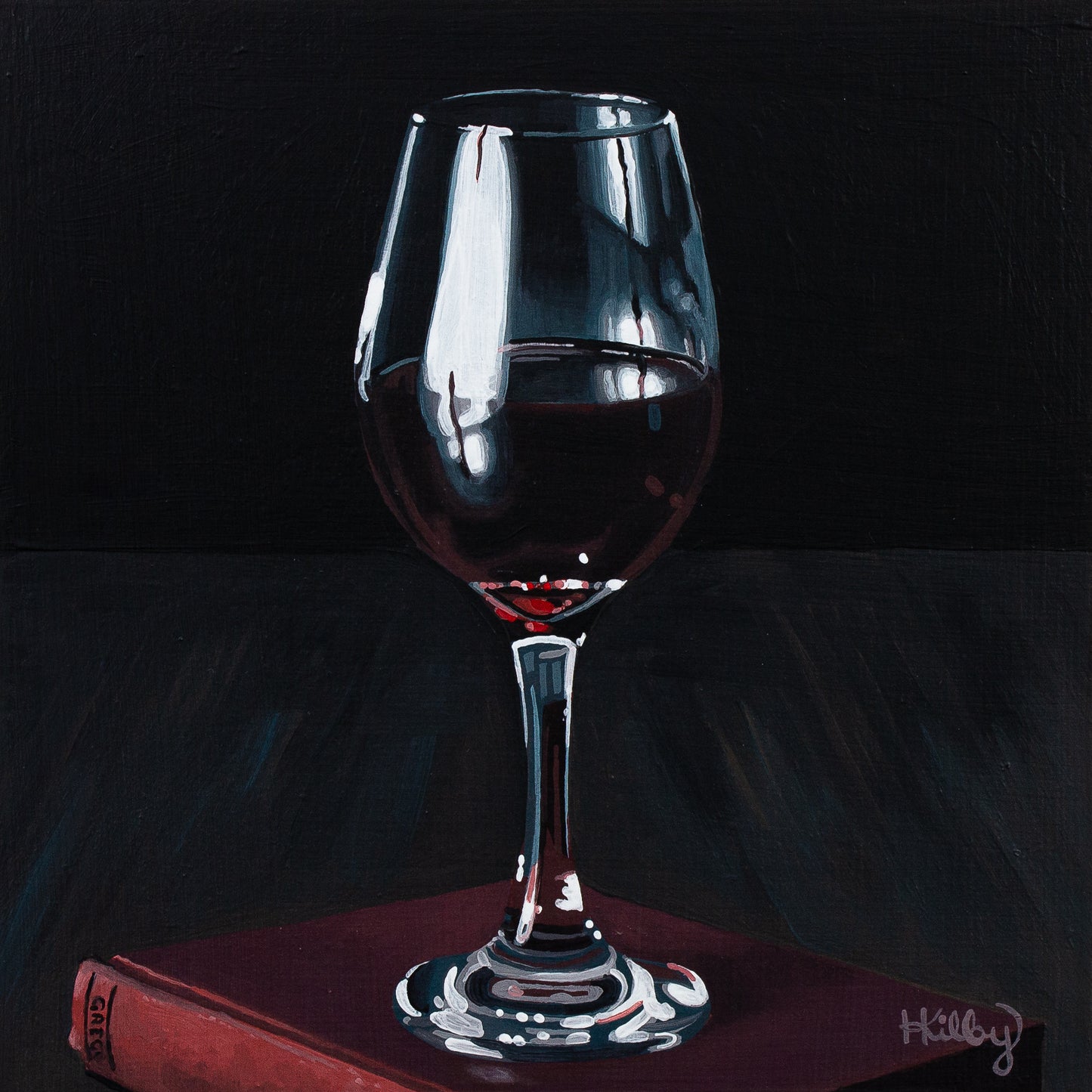 The original acrylic painting "Red Wine" by Hannah Kilby from Hannah Michelle Studios.