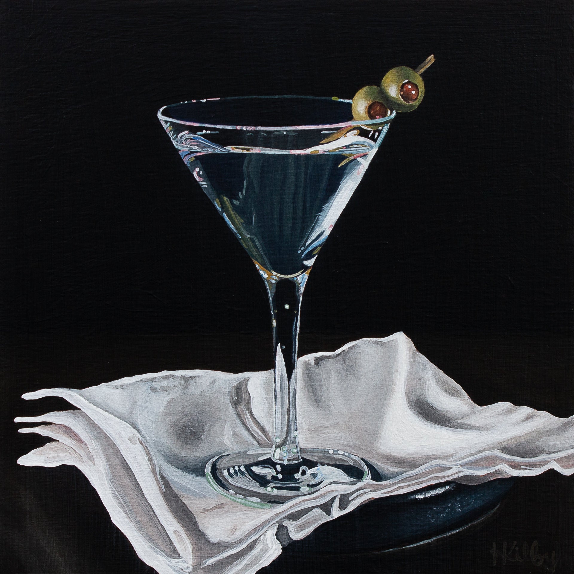 The original acrylic painting "Martini" by Hannah Kilby from Hannah Michelle Studios.