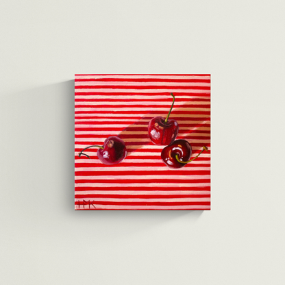 "Cherries On Red Stripes" Giclée