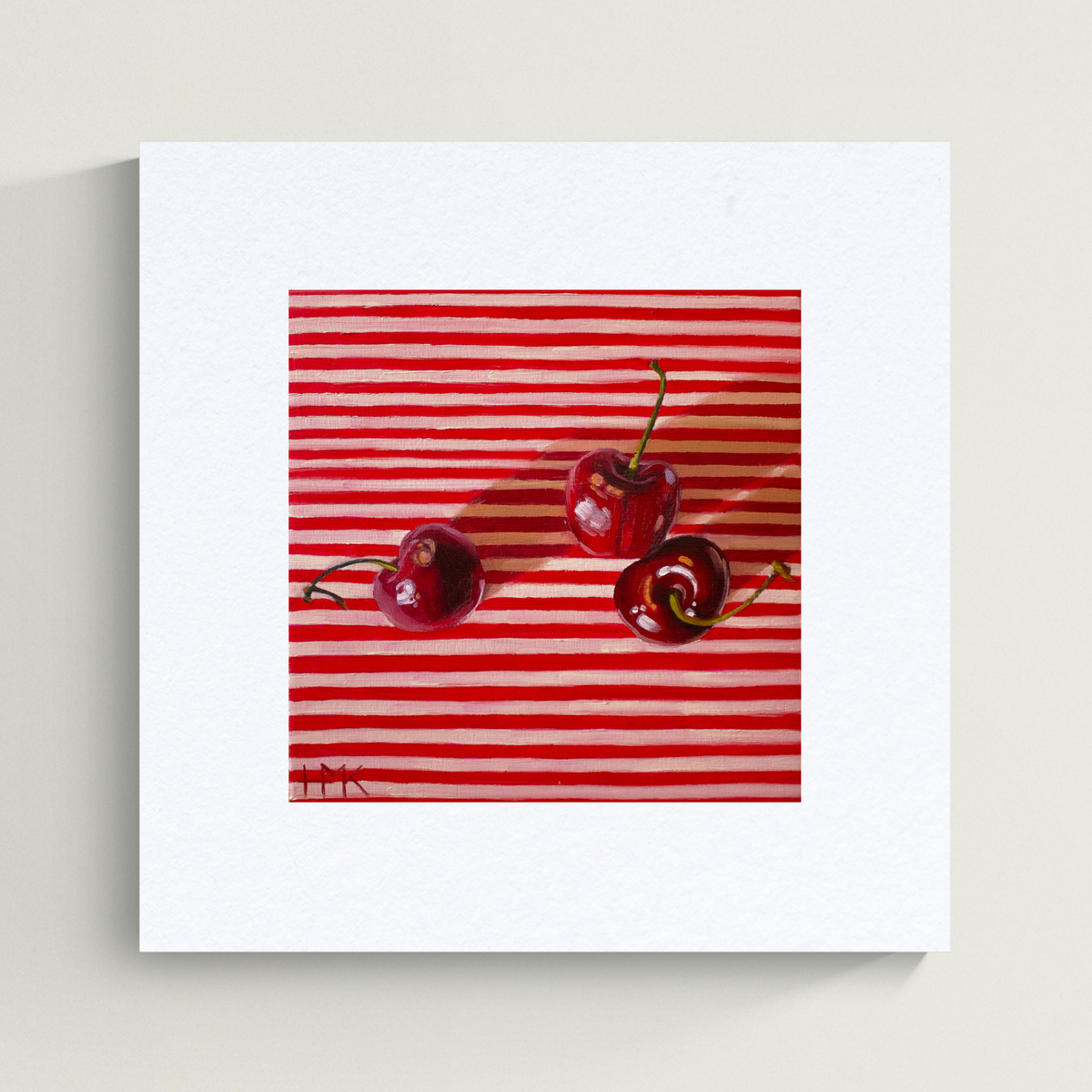 "Cherries On Red Stripes" Giclée