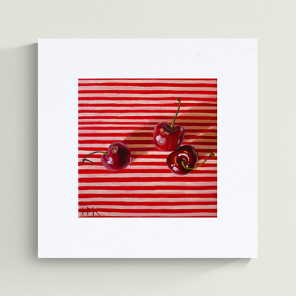"Cherries On Red Stripes" Giclée