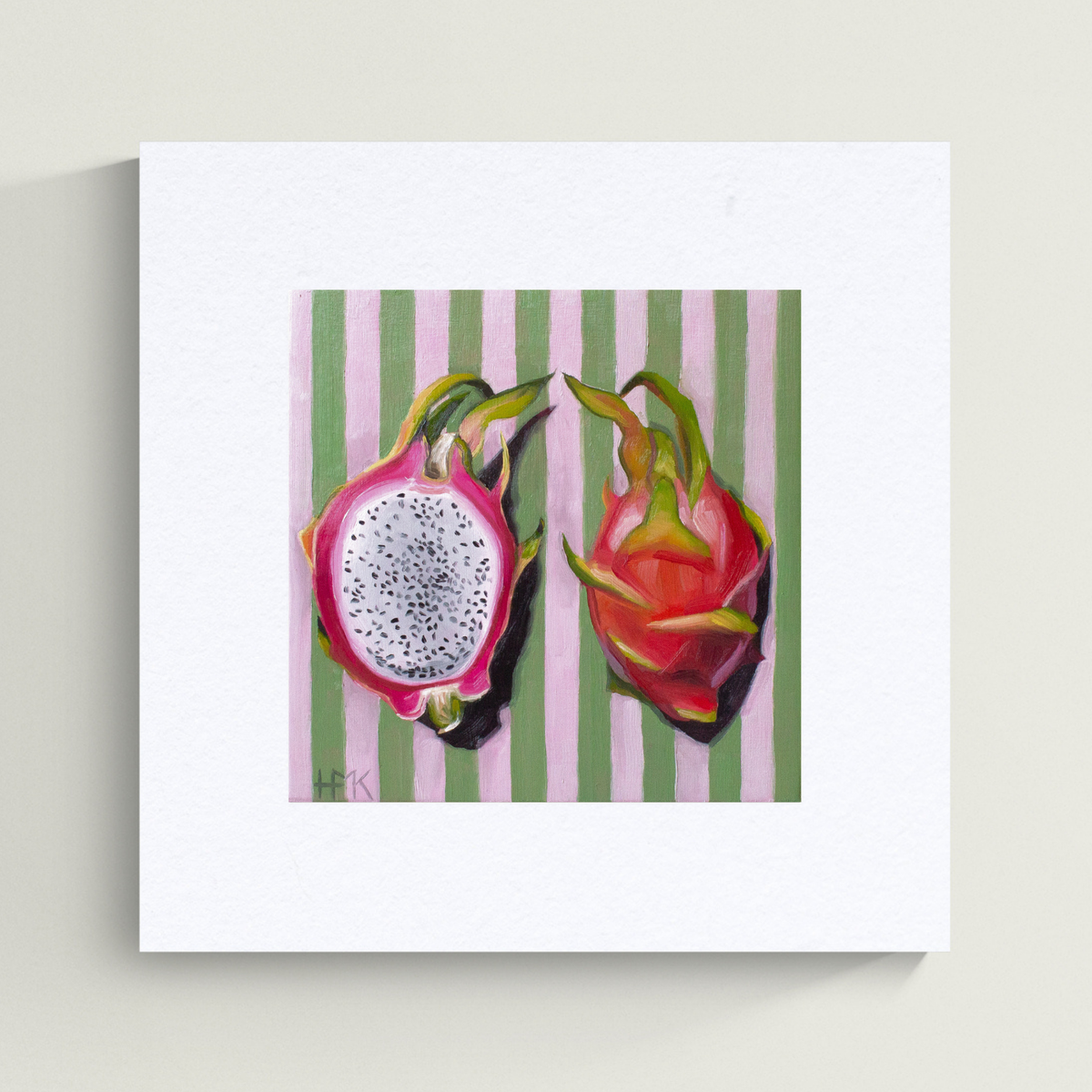 "Dragon Fruit On Stripes" Giclée