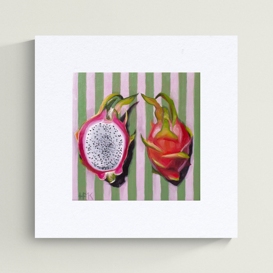 "Dragon Fruit On Stripes" Giclée