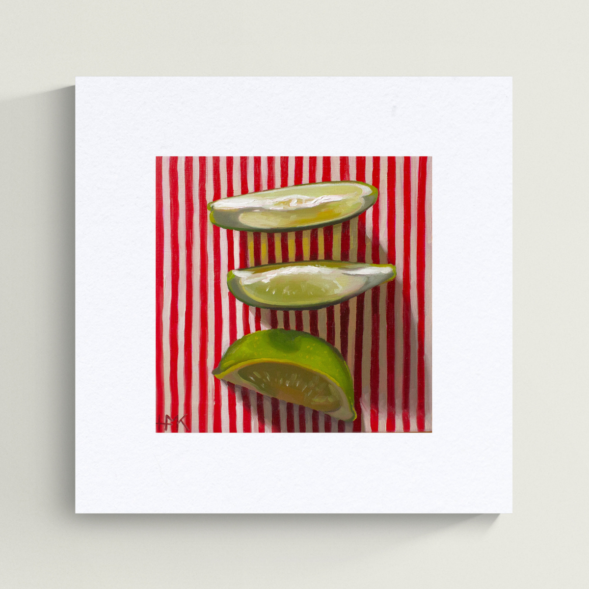 "Lime Wedges On Red Stripes" Giclée
