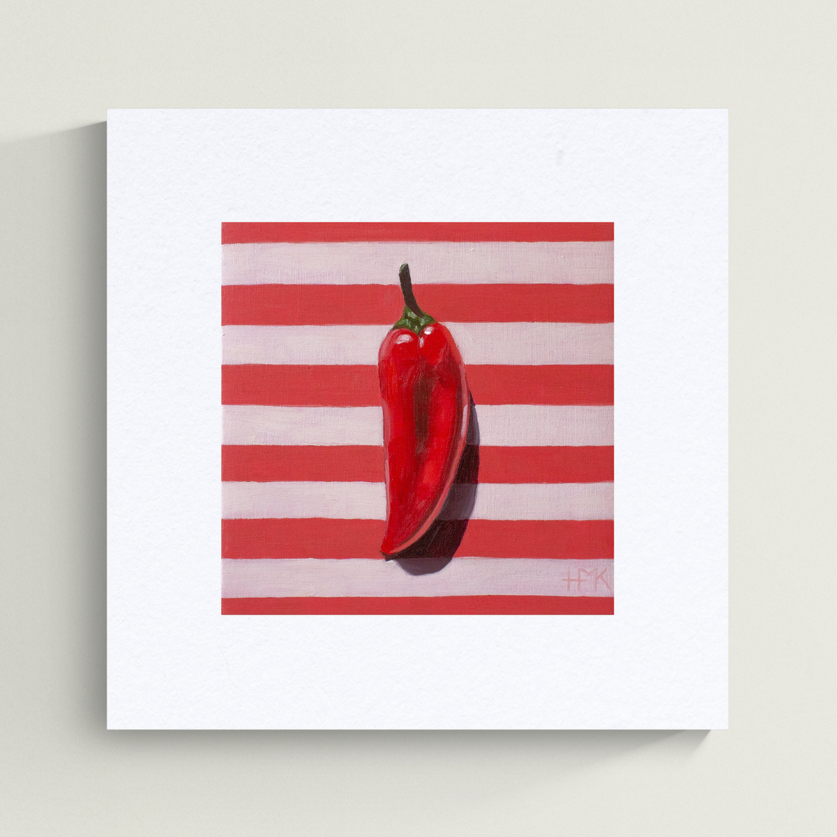 "Sweet Pepper On Stripes" Giclée