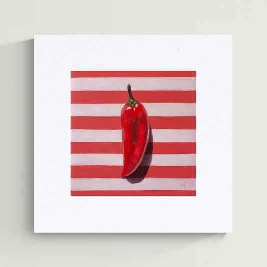 "Sweet Pepper On Stripes" Giclée