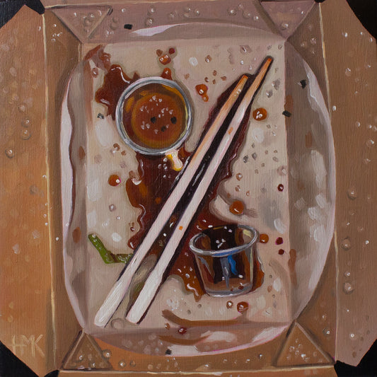 "Dumpling Aftermath" 6x6" Painting