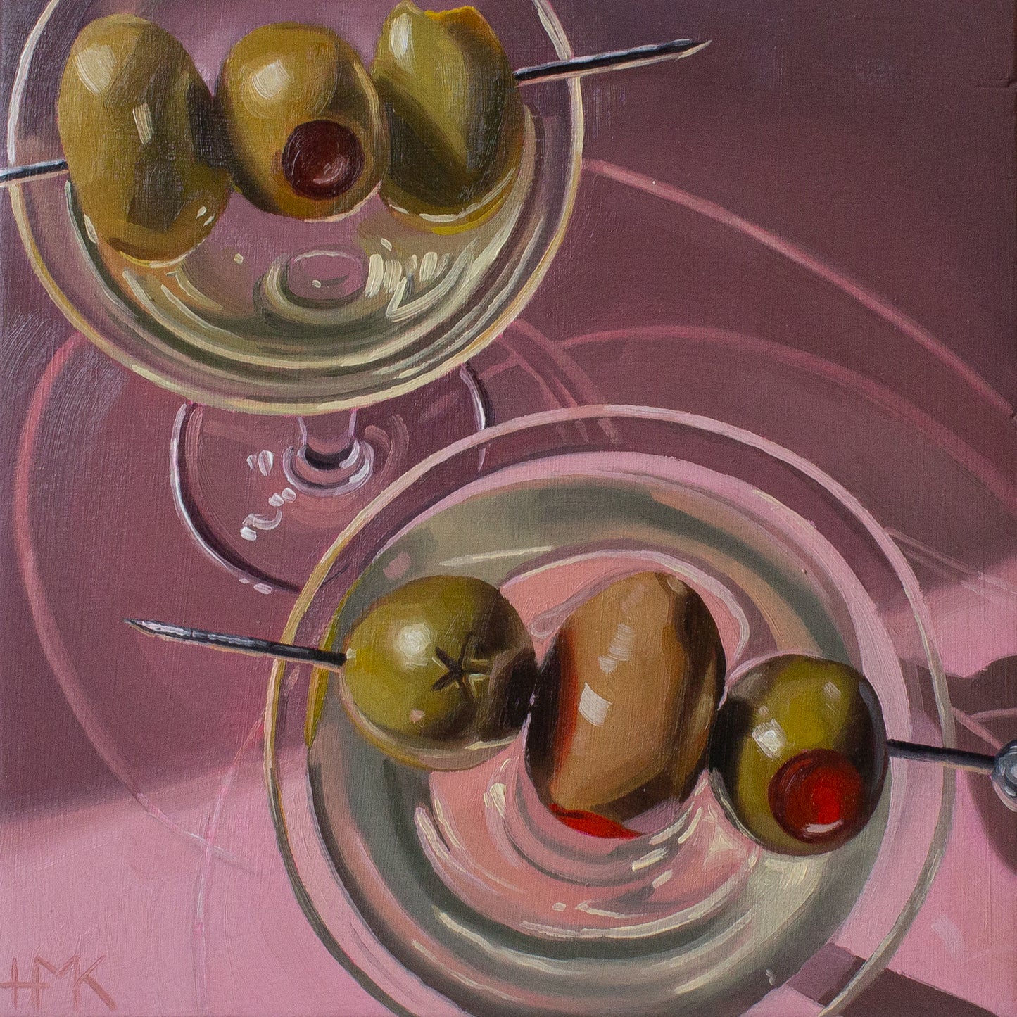 "Olive Martinis" 6x6" Painting
