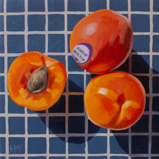 "Apricots On Tea Towel" 6x6" Painting