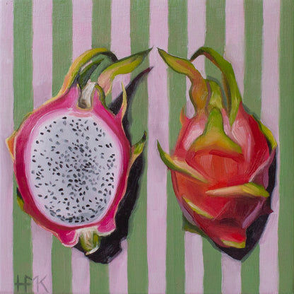 "Dragon Fruit & Stripes" 6x6" Painting