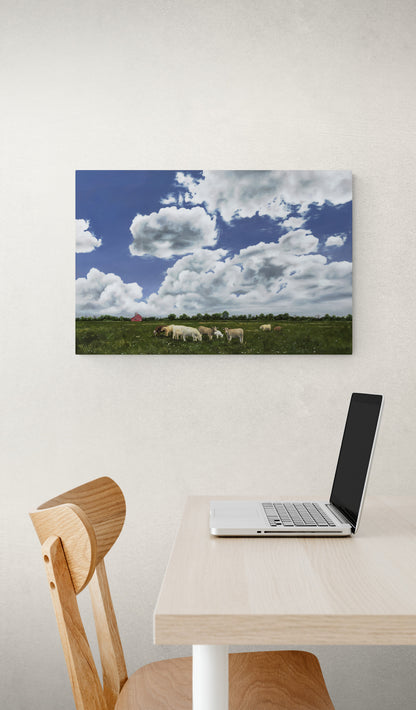 The original painting “Richmond Pastures" by Hannah Kilby from Hannah Michelle Studios, displayed as a fine art print.