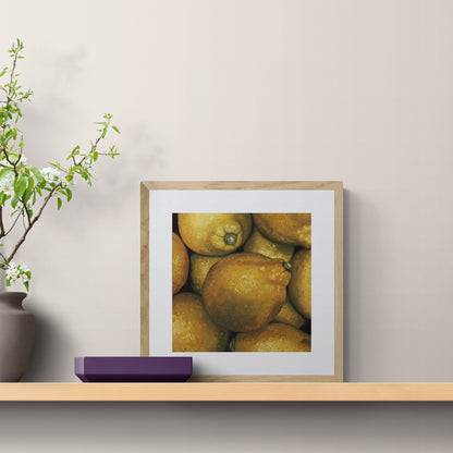 The original painting “Lemons" by Hannah Kilby from Hannah Michelle Studios, displayed as a fine art print.