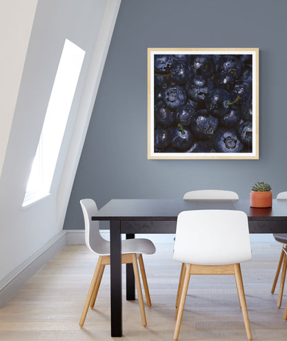 The original painting “Blueberries" by Hannah Kilby from Hannah Michelle Studios, displayed as a fine art print.