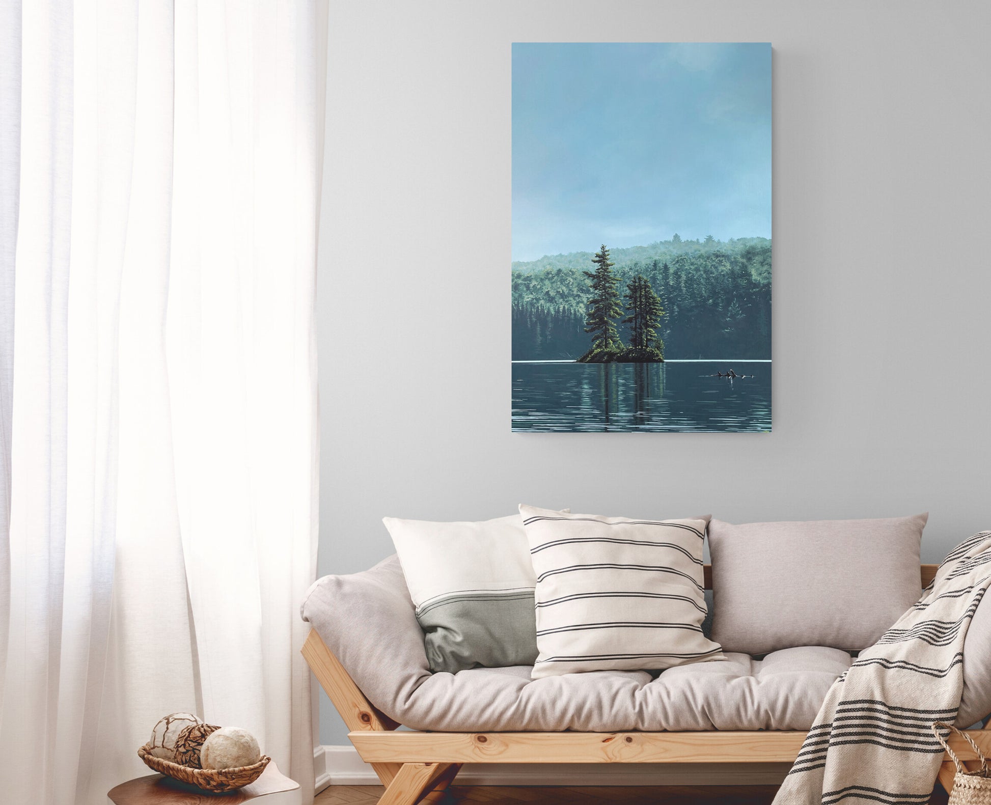 The original painting "Tranquility" by Hannah Kilby from Hannah Michelle Studios, displayed on a wall.